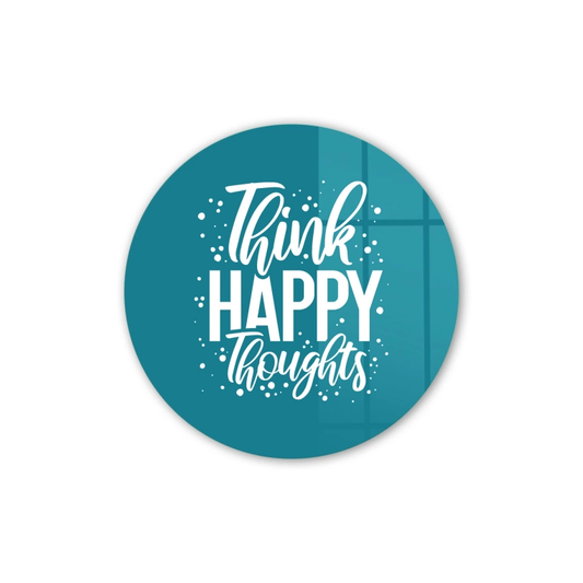 Vivantes Circle Glass Wall Art in 12" Diameter-Think Happy Thoughts