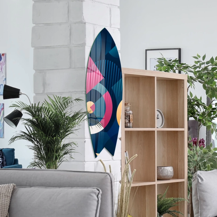 Vivantes Decorative Surfing Board in 4mm Tempered Glass-Navy Art