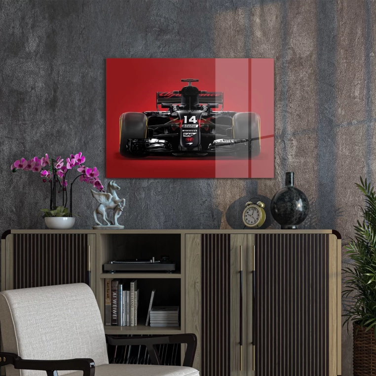 Vivantes Tempered Glass Wall Art - Formula on Red