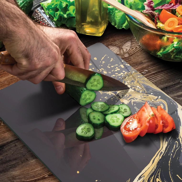 Tempered Glass Cutting Board - Golden Splash