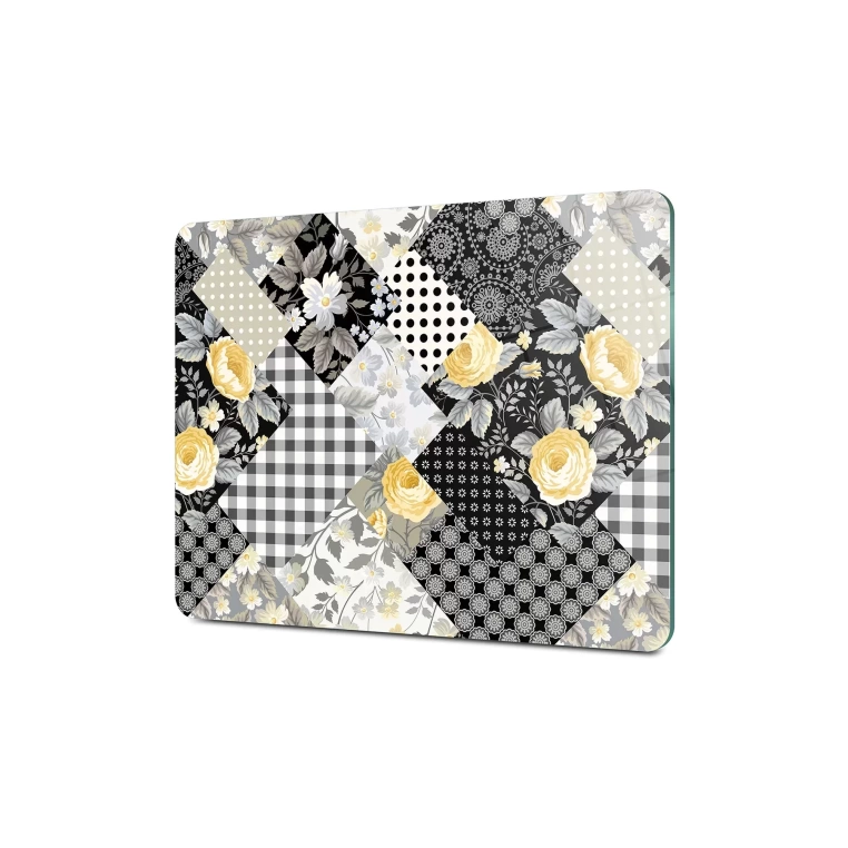 Tempered Glass Cutting Board - White Roses