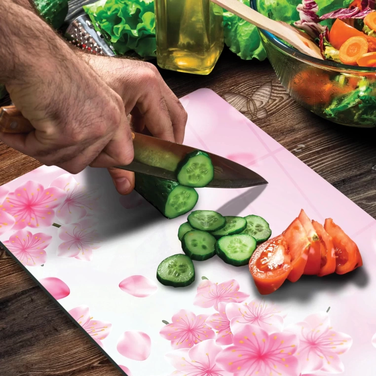 Tempered Glass Cutting Board - Pink Dream