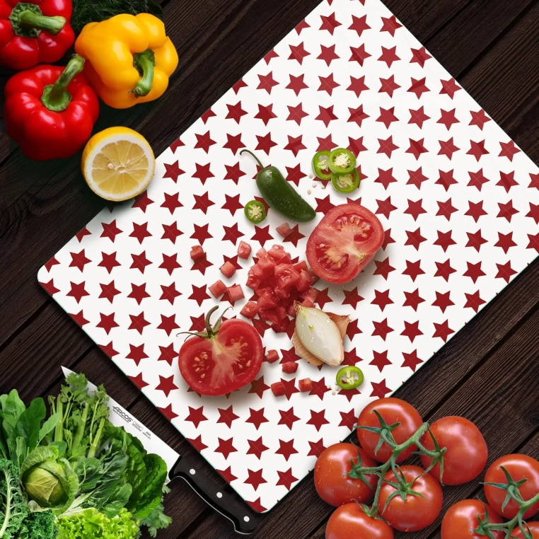 Tempered Glass Cutting Board - RedStars