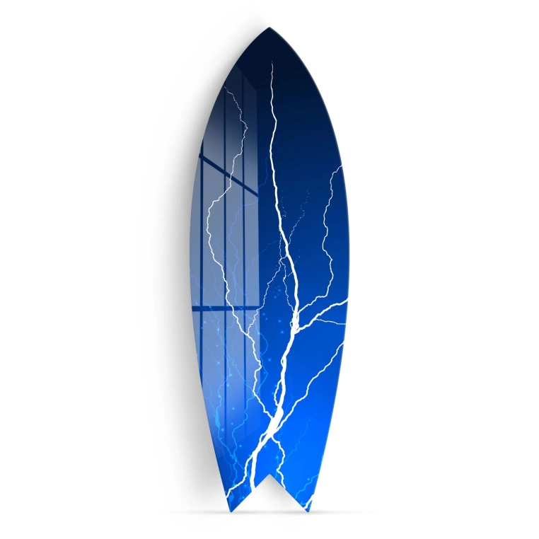 Vivantes Decorative Surfing Board in 4mm Tempered Glass-Lightning