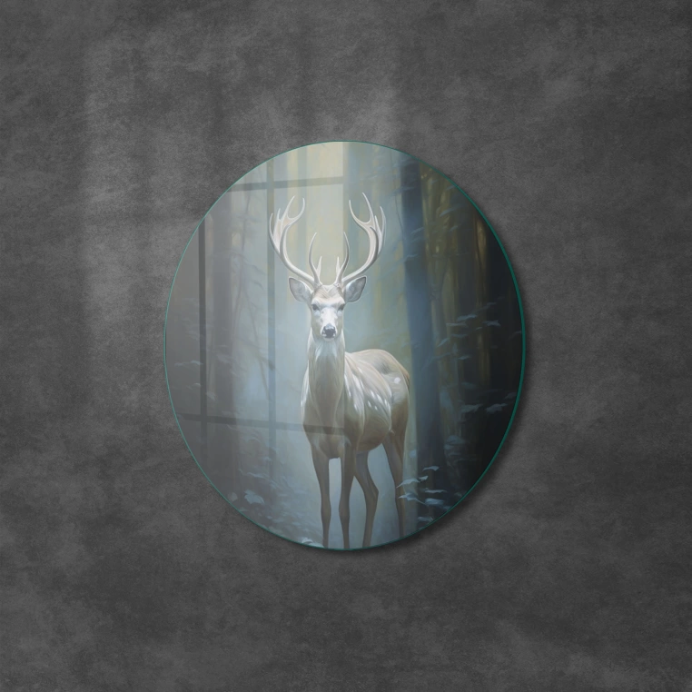 Vivantes Circle Glass Wall Art in 12" Diameter-Deer Art