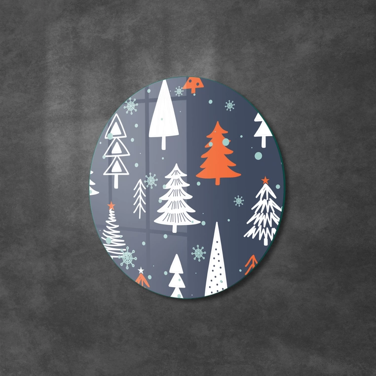 Vivantes Circle Glass Wall Art in 12" Diameter-Evergreens