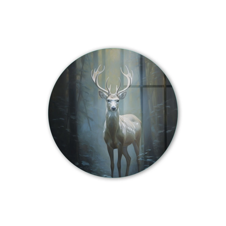 Vivantes Circle Glass Wall Art in 12" Diameter-Deer Art