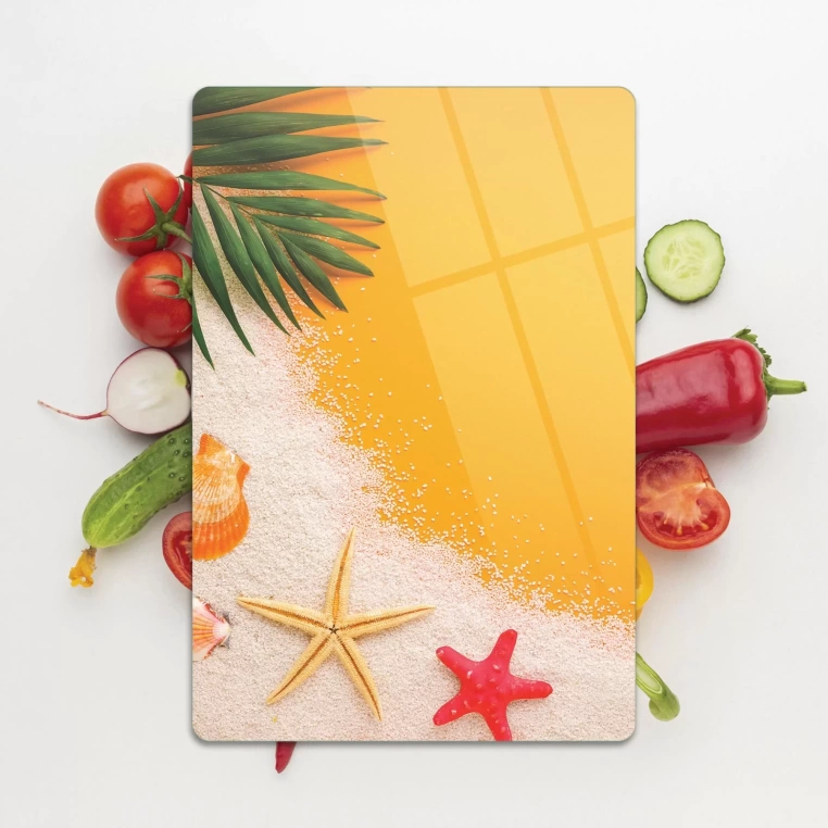 Tempered Glass Cutting Board - Red Starfish