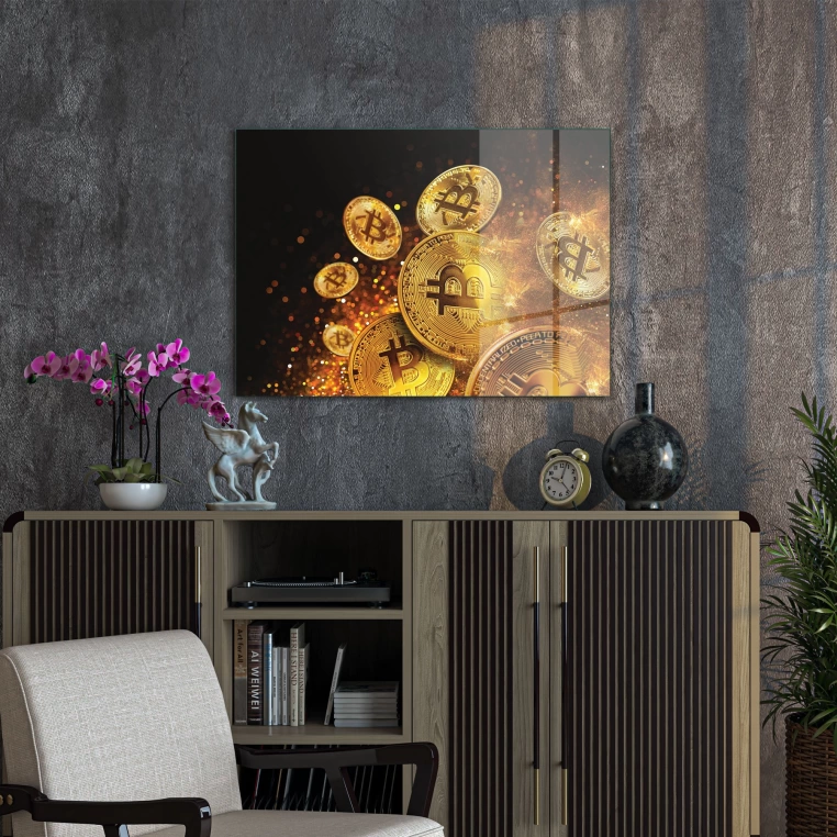 Vivantes Tempered Glass Wall Art - Bitcoin coin