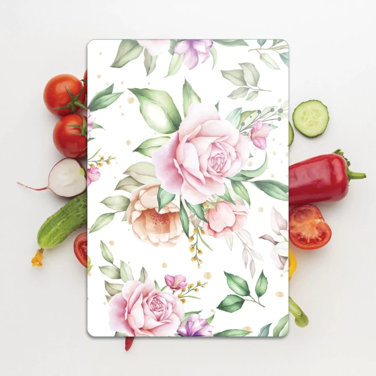 Tempered Glass Cutting Board - Classic Rose