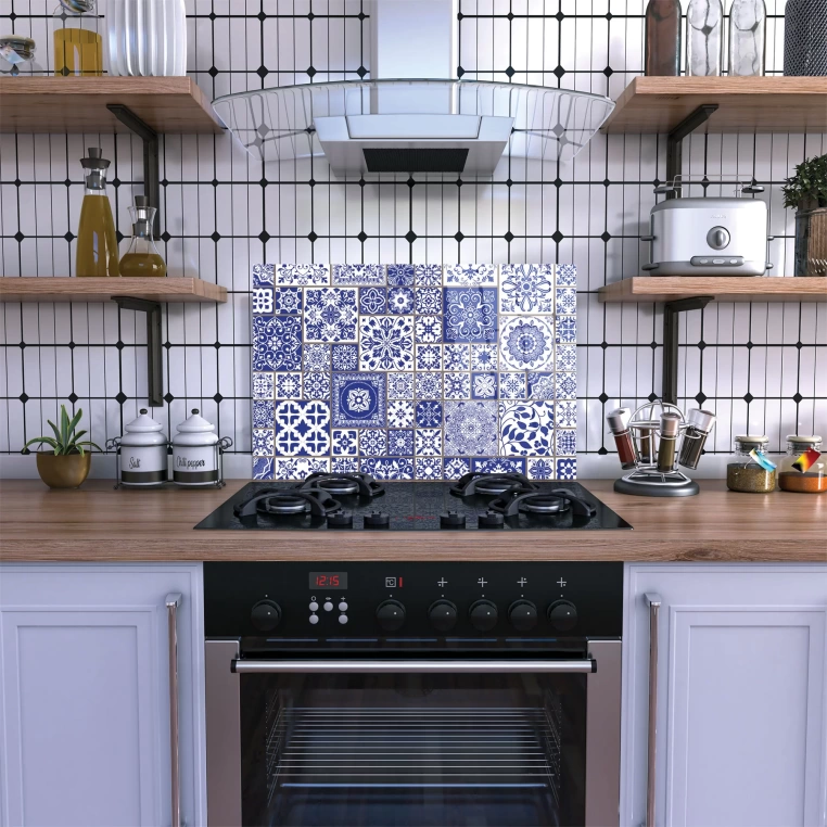 Vivantes Stove Back Tempered Glass Protector-Iznik Tiles