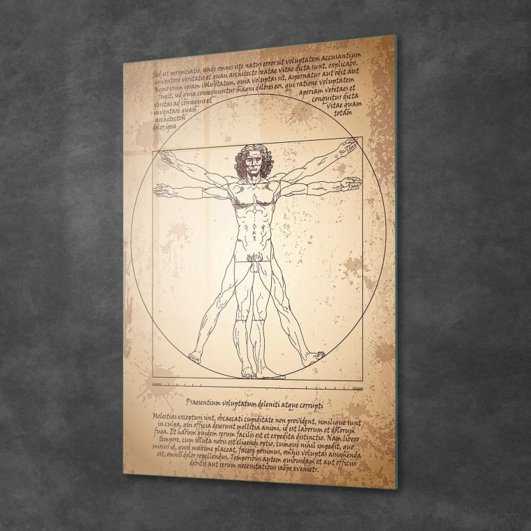 Vivantes Tempered Glass Wall Art - Leonardo Da Vinci Human Anatomy