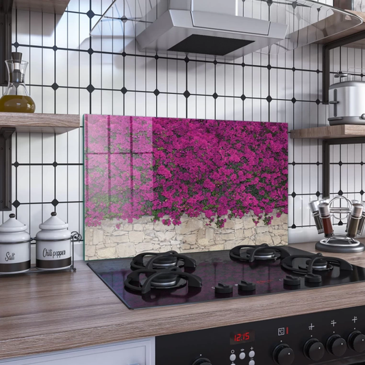 Vivantes Stove Back Tempered Glass Protector-Purple Viny Flowers