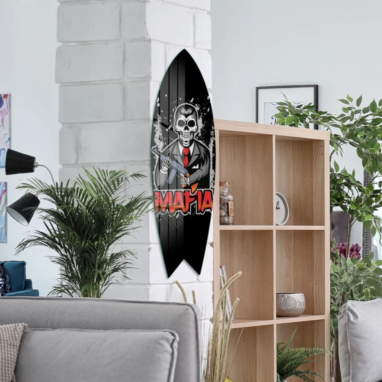 Vivantes Decorative Surfing Board in 4mm Tempered Glass-Skull Mafia