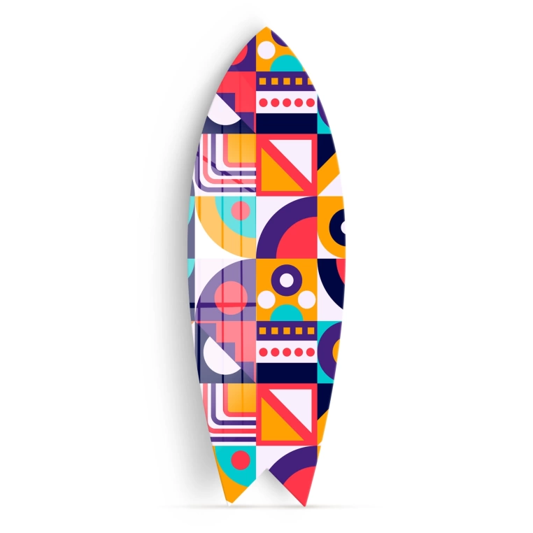 Vivantes Decorative Surfing Board in 4mm Tempered Glass-Mix Retro