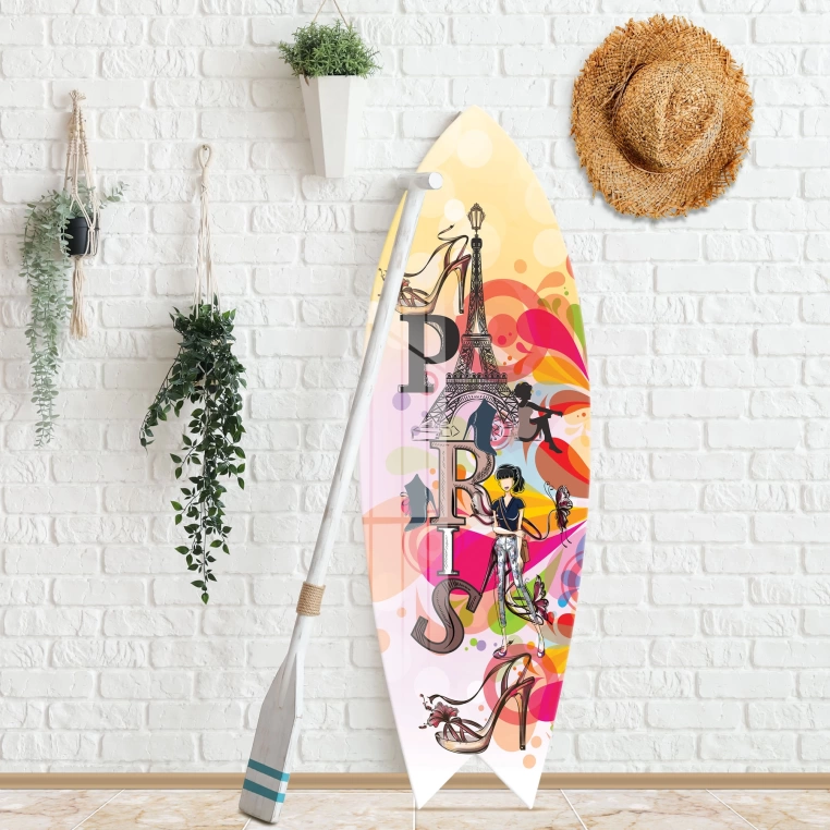 Vivantes Decorative Surfing Board in 4mm Tempered Glass-Paris