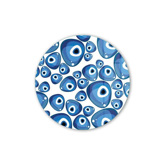 Vivantes Circle Glass Wall Art in 12" Diameter-Evil Eyes