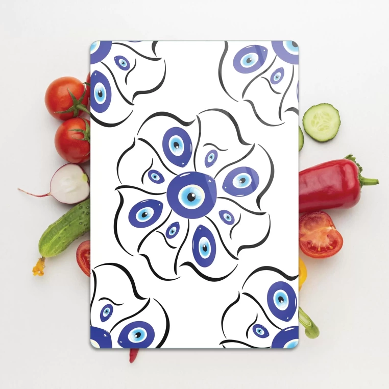 Tempered Glass Cutting Board - Evileye Flower