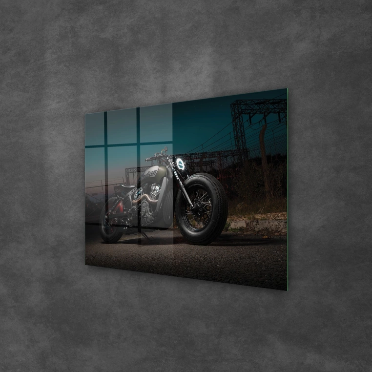 Vivantes Tempered Glass Wall Art - Retro motorbike