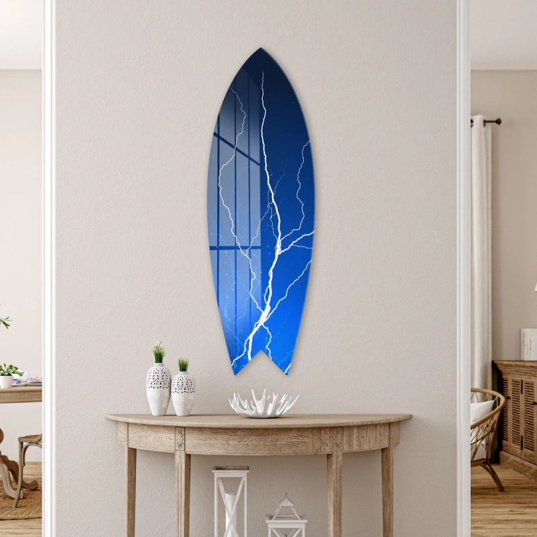 Vivantes Decorative Surfing Board in 4mm Tempered Glass-Lightning