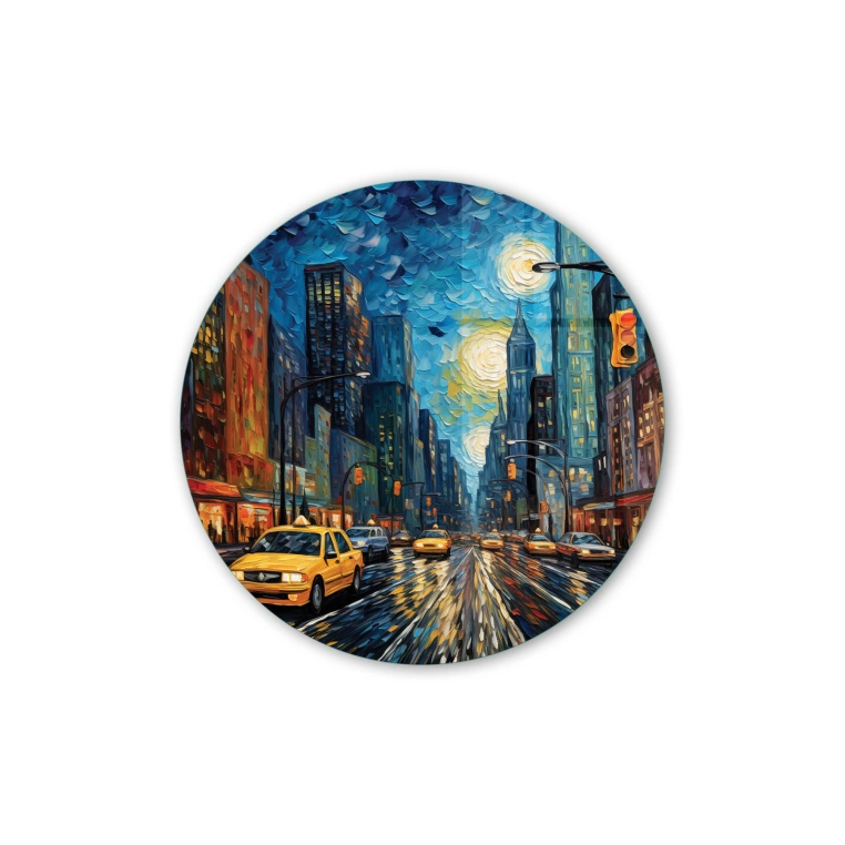 Vivantes Circle Glass Wall Art in 12" Diameter-New York 34th Str