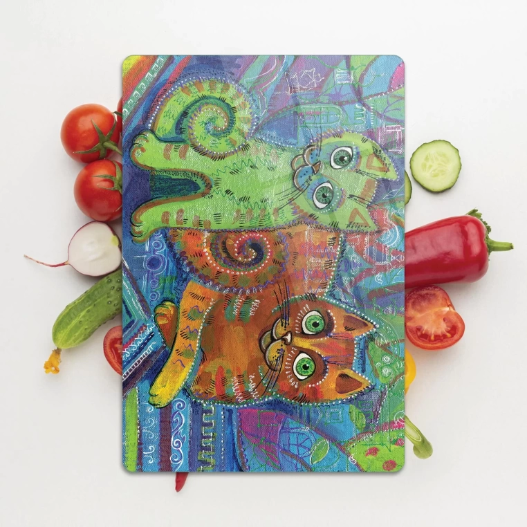 Tempered Glass Cutting Board - Green eyed Cats