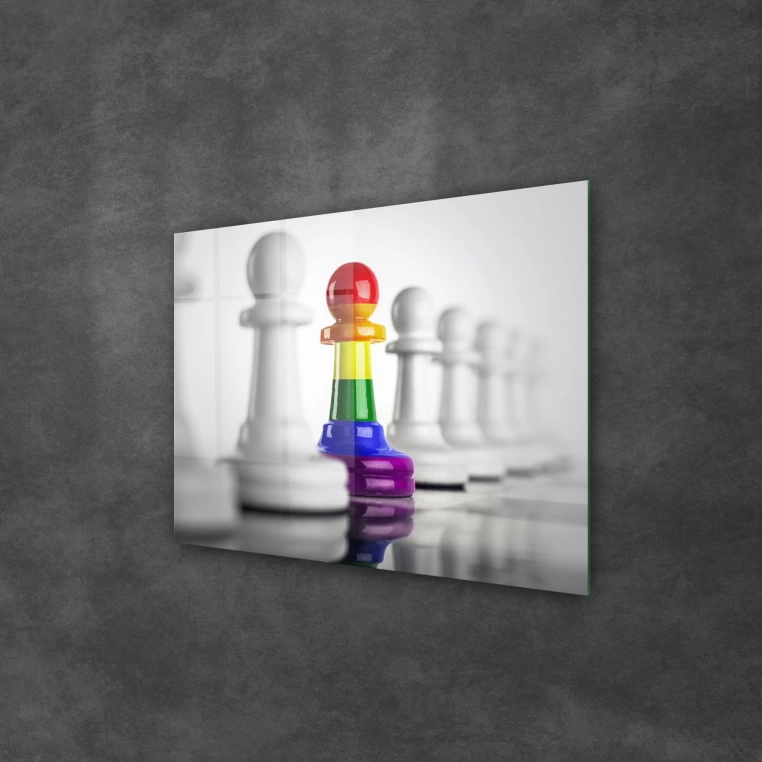 Vivantes Tempered Glass Wall Art - White Chess Stones