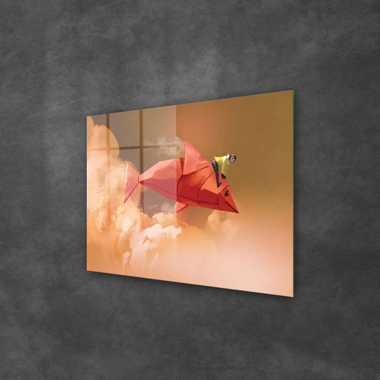 Vivantes Tempered Glass Wall Art - paper fish