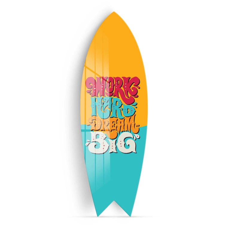 Vivantes Decorative Surfing Board in 4mm Tempered Glass-Work Hard