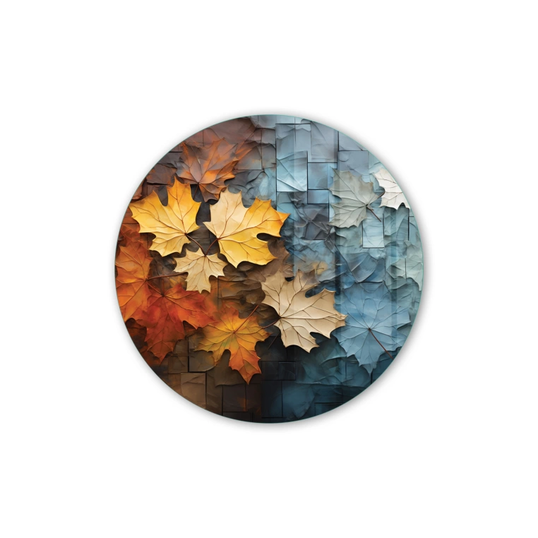 Vivantes Circle Glass Wall Art in 12" Diameter-Fall in Colors