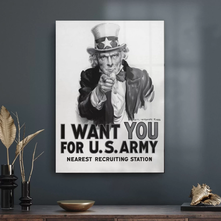 Vivantes Tempered Glass Wall Art - I want you for US Army