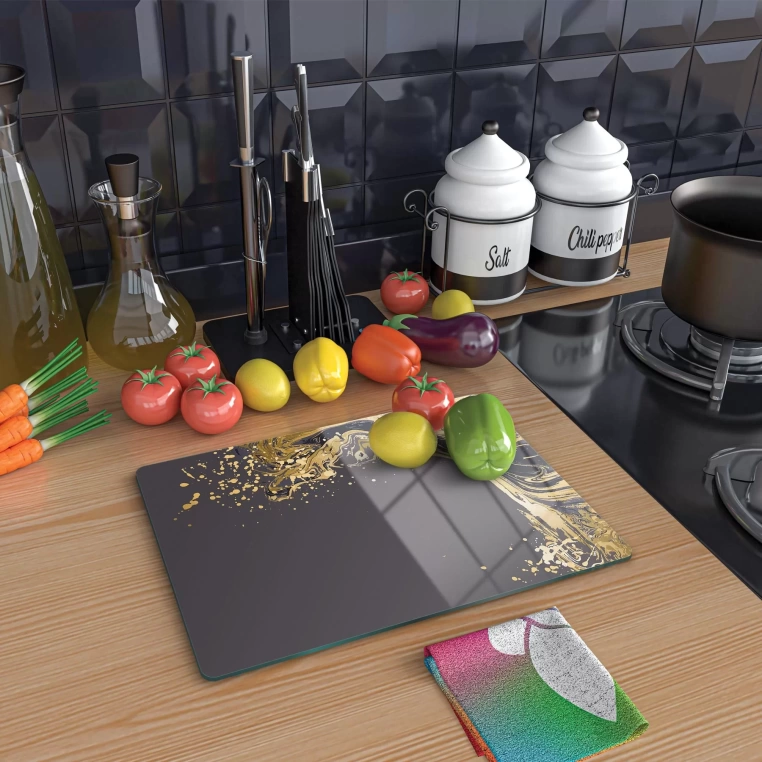 Tempered Glass Cutting Board - Golden Splash