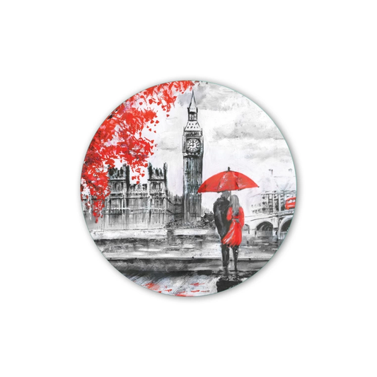 Vivantes Circle Glass Wall Art in 12" Diameter-London Rain