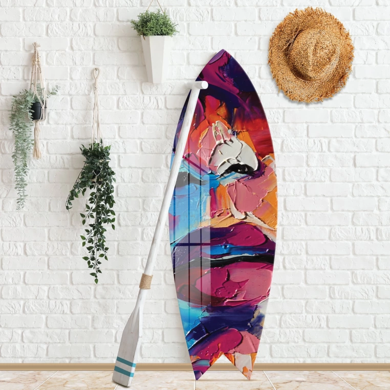 Vivantes Decorative Surfing Board in 4mm Tempered Glass-Face Art