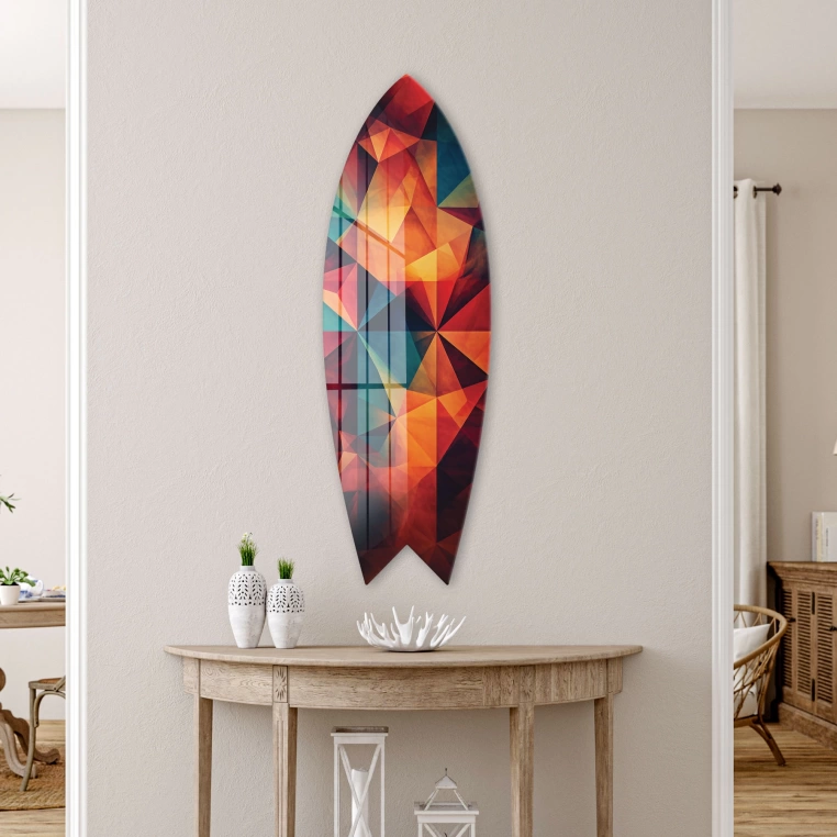 Vivantes Decorative Surfing Board in 4mm Tempered Glass-Crystal Colors