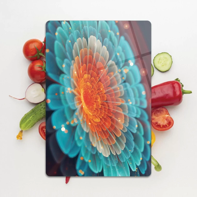 Tempered Glass Cutting Board - Digi Flower