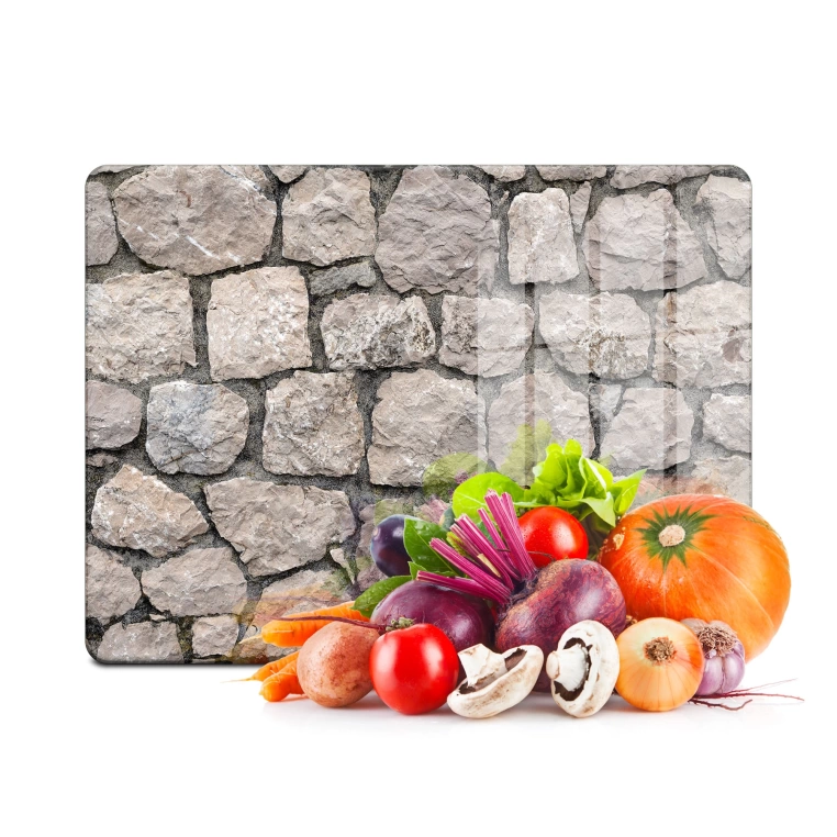 Tempered Glass Cutting Board - Stone Wall