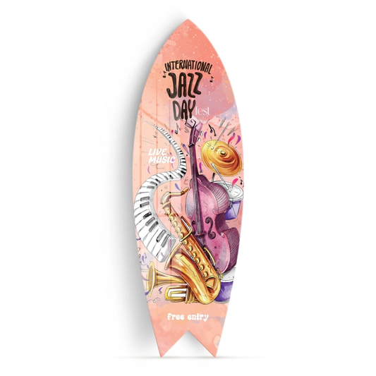 Vivantes Decorative Surfing Board in 4mm Tempered Glass-Jazz Day