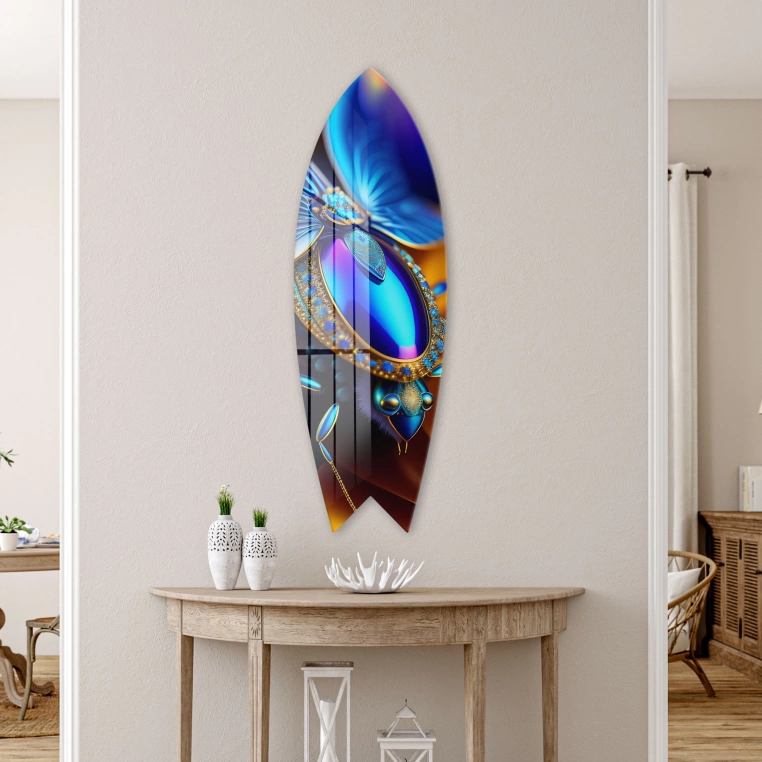 Vivantes Decorative Surfing Board in 4mm Tempered Glass-Jewel Art