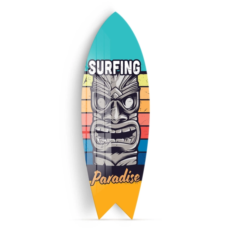 Vivantes Decorative Surfing Board in 4mm Tempered Glass-Surfing Paradise