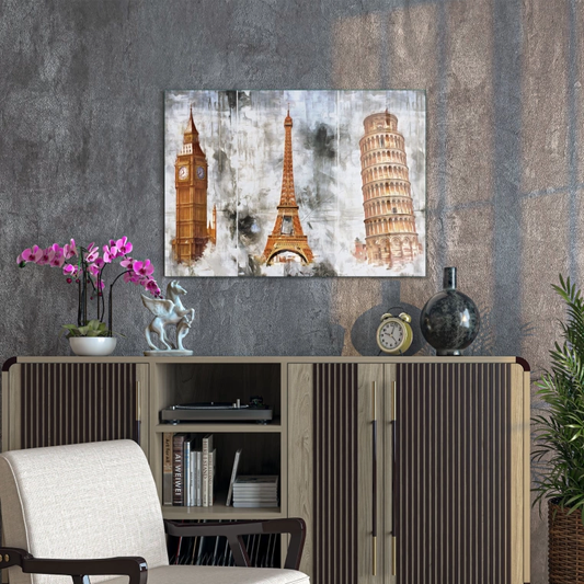 Vivantes Tempered Glass Wall Art -London Paris Italy