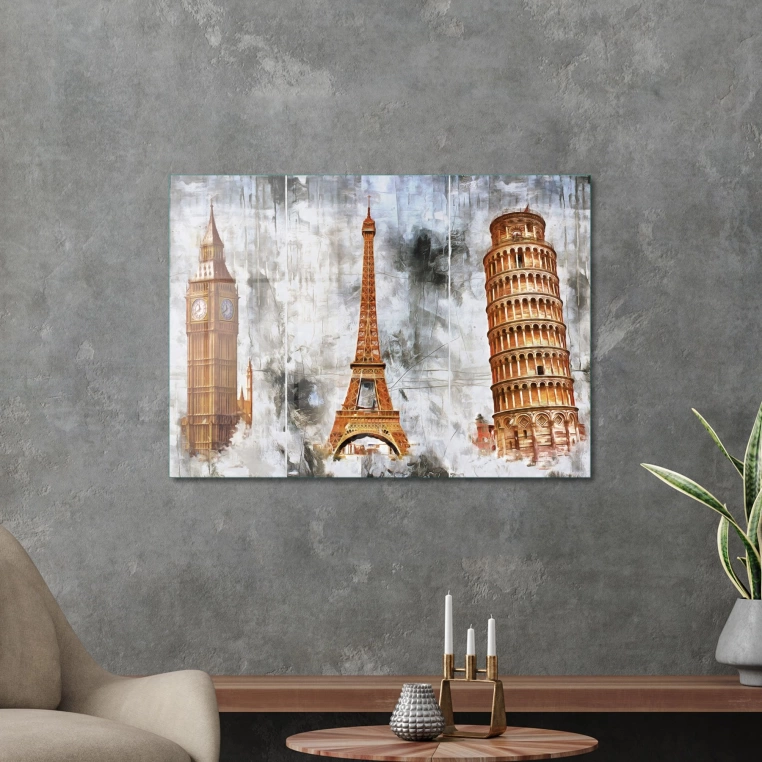 Vivantes Tempered Glass Wall Art -London Paris Italy