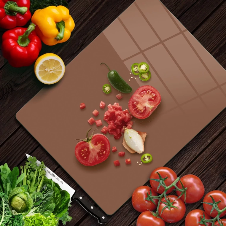 Tempered Glass Cutting Board - Milky Chocolate