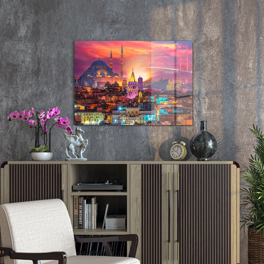 Vivantes Tempered Glass Wall Art - Istanbul In Color