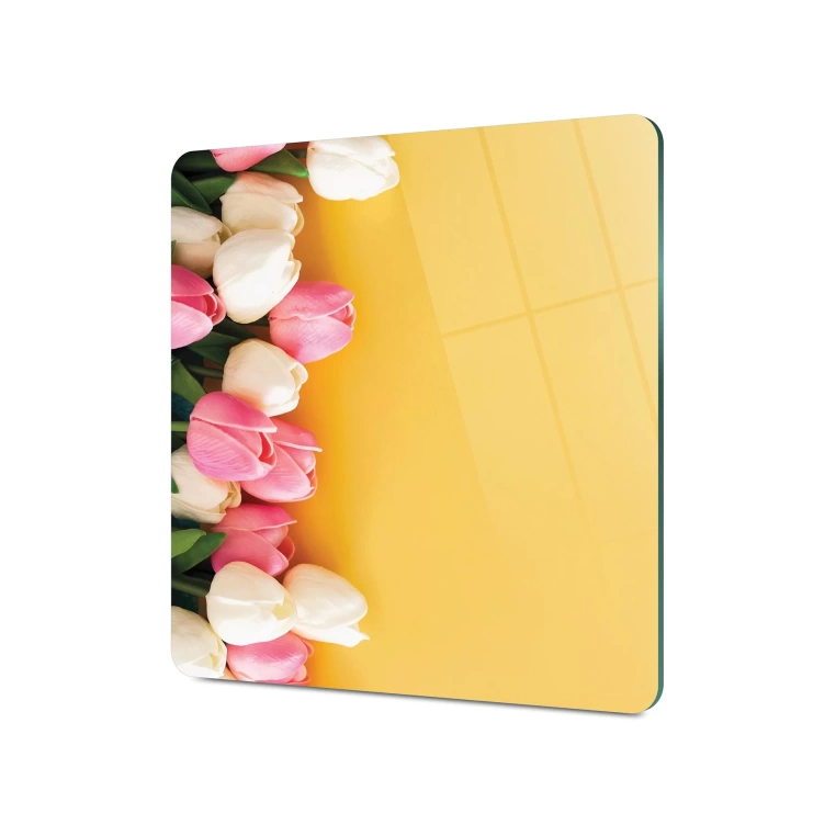 Tempered Glass Square Cutting Board - Dozen Tulips