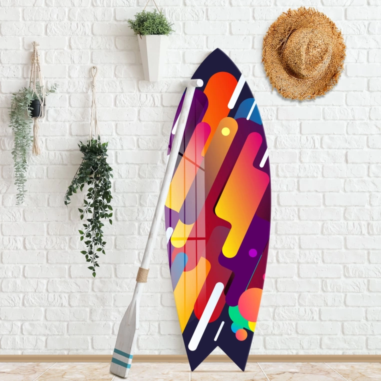 Vivantes Decorative Surfing Board in 4mm Tempered Glass-Beautiful Flow