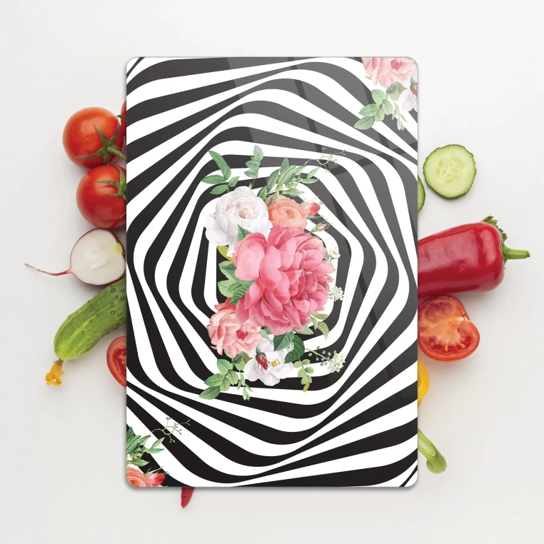 Tempered Glass Cutting Board - Spiral Zebra