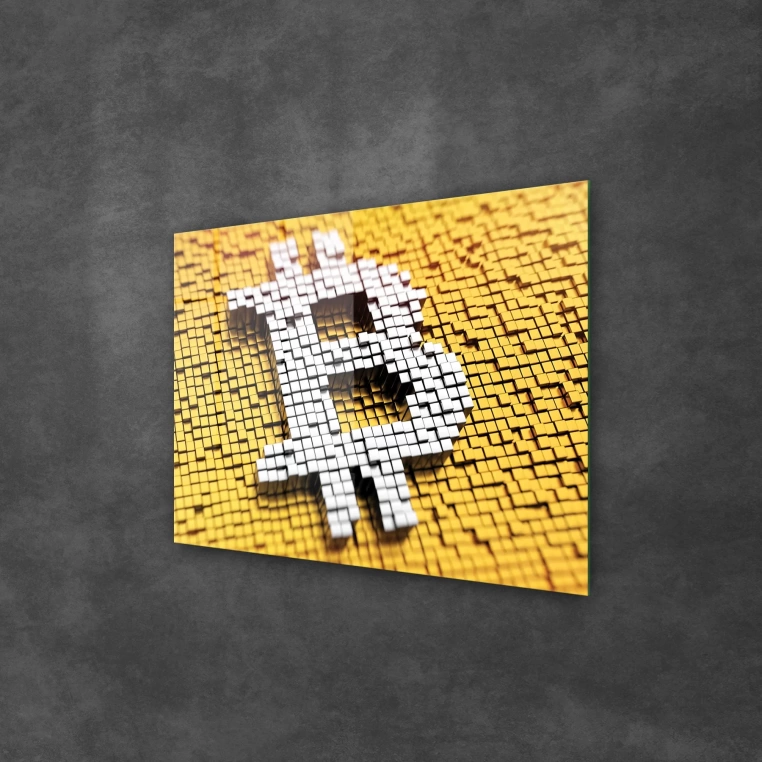 Vivantes Tempered Glass Wall Art - Bitcoin in Gold