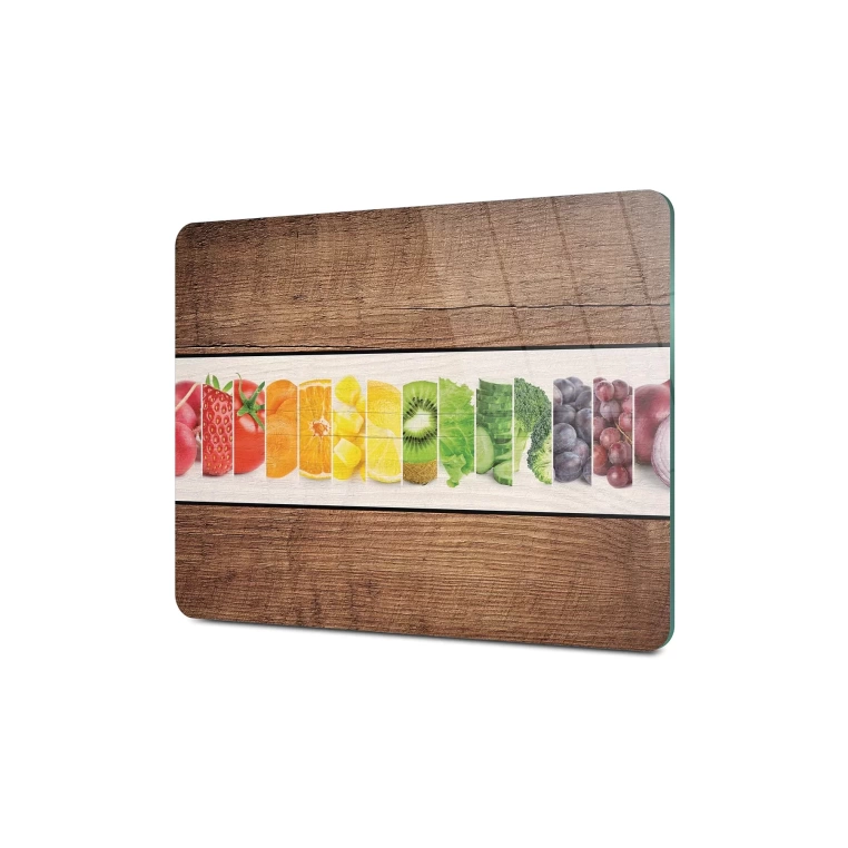 Tempered 12 inch Round Glass Cutting Board - Sliced Fruits