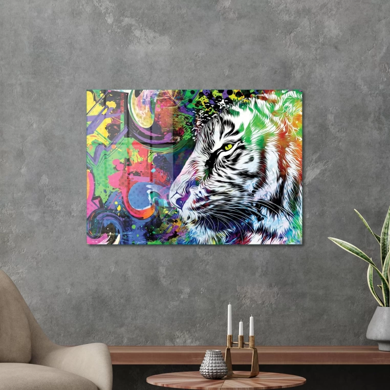 Vivantes Tempered Glass Wall Art - White tiger